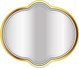 Digital png illustration of golden and silver badge with copy space on transparent background