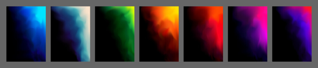 Wall Mural - Set of Colorful Gradient Cover Designs. Abstract Fluid Background Images. High Contrast. Vector Illustration.