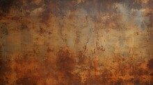 Vintage Wall Gold Background, Rusty Backdrop. Metal Old Grunge Rusty Texture,