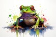 watercolor frog frog illustration with splash watercolor textured background unusual illustration watercolor frog