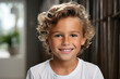 Portrait of a smiling caucasian boy, oral health