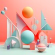 © Cathynew - 3D Geometric shapes in pastel background