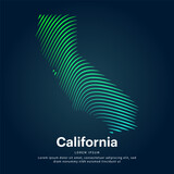 Fototapeta  - simple logo map of California Illustration in a linear style. Abstract line art California map Logotype concept icon. Vector logo California color silhouette on a dark background. EPS 10