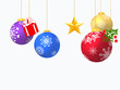 白バックにクリスマスボールの飾りを主としたクリスマスツリー