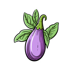 Egg Plant hand-drawn illustration. Egg Plant. Vector doodle style cartoon illustration