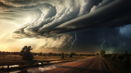 Wall Mural - Venture into a world where weather modification attempts to dissipate an approaching tornado threat