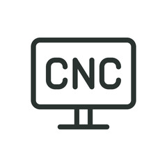 Poster - CNC control display isolated icon, CNC machine monitor vector icon with editable stroke