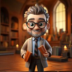 Sticker - 3D cartoon of a teacher