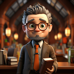 Poster - 3D cartoon of a teacher