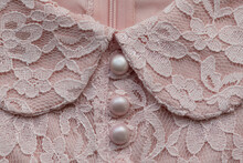 Abstract Close Up Of Soft Pink Collar Of Lace Fabric Dress