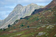 The peaks of the Langdale Pikes from the valley of Little Langdale in the Lake District