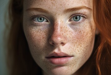 young woman with freckles on the face