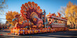 Thanksgiving float making its way through the parade