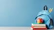 Back to school concept on light blue background