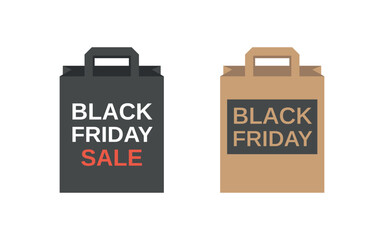 Wall Mural - Black Friday paper shopping bag icon set