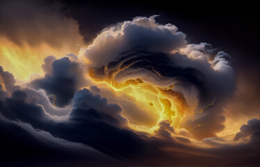 Wall Mural - abstraction sky fog sunset with golden iridescence