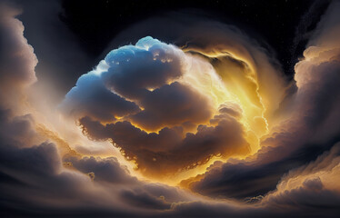 Wall Mural - abstraction sky fog sunset with golden iridescence
