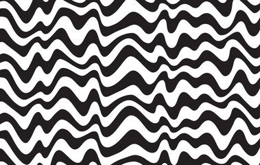 Aufkleber - Background with wavy lines. Twisted duo tone backgrounds. Abstract pattern from lines, halftone effect. Black and white texture. Minimalist design template for poster, banner, cover, postcard.	