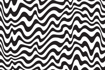 Aufkleber - Background with wavy lines. Twisted duo tone backgrounds. Abstract pattern from lines, halftone effect. Black and white texture. Minimalist design template for poster, banner, cover, postcard.	