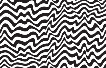 Aufkleber - Background with wavy lines. Twisted duo tone backgrounds. Abstract pattern from lines, halftone effect. Black and white texture. Minimalist design template for poster, banner, cover, postcard.	
