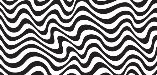 Aufkleber - Background with wavy lines. Twisted duo tone backgrounds. Abstract pattern from lines, halftone effect. Black and white texture. Minimalist design template for poster, banner, cover, postcard.	

