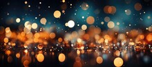 In This Wide-format Christmas Abstract Background, Blurred Holiday Lights Create A Festive Ambiance With A Subtle Depth Of Field Effect. Photorealistic Illustration