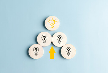 Aufkleber - Light Bulb which among Question icon. Target solution target, successful business and thinking solution strategy concept.