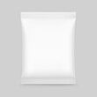 Food snack pillow bag mockup. Hight realistic vector illustration isolated on grey background. Easy to use for presentation your product, idea, promo, design. EPS10.