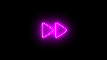 backward button round flat Icon. Neon glowing backward button. Illustration of multimedia file icon. neon control buttons