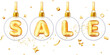 3D Gold Sale Word in Balloons Shopping Banner