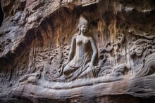 Close-up Of Centuries-old Natural Carvings Inside A Cliff Cave