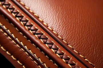 stitching details of a single leather boot