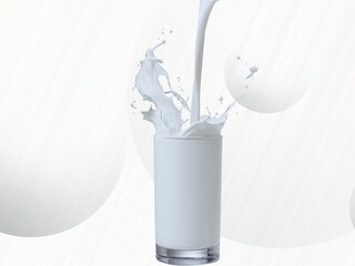 glass of milk pure in white