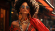 © RozaStudia - portrait of beautiful young brunette woman wearing stylish sunglasses and colorful clothes.