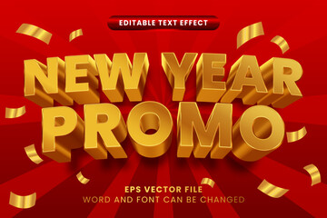 Wall Mural - New year promo luxury golden 3d editable vector text effect
