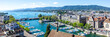 Zurich skyline with lake from above panorama in Switzerland