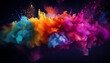 Explosion of colorful powder smoke. Minimalistic wallpaper. Concept of art and outburst of creativity. 