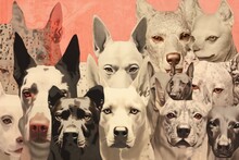 Vintage Style Insane Collage Made Of Colored Paper And Dog Photos