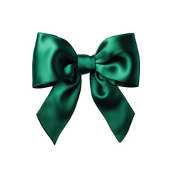 Wall Mural - Forest green velvet ribbon with bow isolated on transparent background