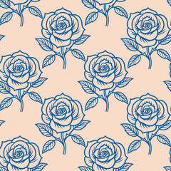 Floral botanical texture pattern with rose and leaves. Seamless pattern can be used for wallpaper, pattern fills, web page background, surface textures.