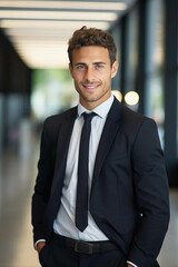 Wall Mural - Portrait of young man in suit.