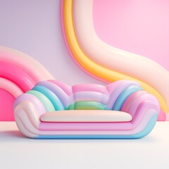 Wall Mural - 3D Sofa in pastel background 