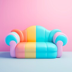 Wall Mural - 3D Sofa in pastel background 