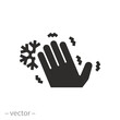 frostbite limb icon, frozen hand, flat symbol - editable stroke vector illustration