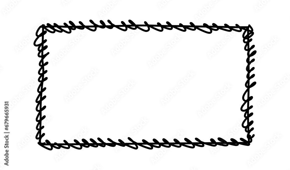 Doodle frames. Rectangle hand drawn borders. Squared ornament frame for ...