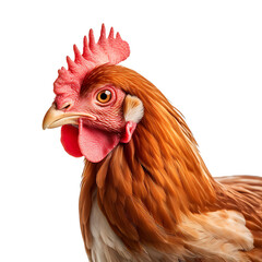 Wall Mural - Close up of a chicken head isolated on transparent background