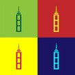 © vector_v - Pop art Skyscraper icon isolated on color background. Metropolis architecture panoramic landscape. Vector