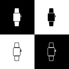 Poster - set smartwatch icon isolated on black and white background. vector