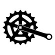 Crankset cogwheel sprocket crank length with gear for bicycle cassette system bike icon black color vector illustration image flat style