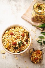 Wall Mural - Homemade Oats Chivda or Chiwda - healthy savory snack using oatmeal spices and nuts